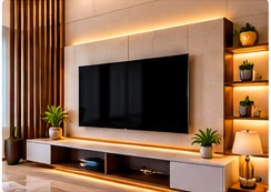 Stylish TV unit and feature wall design